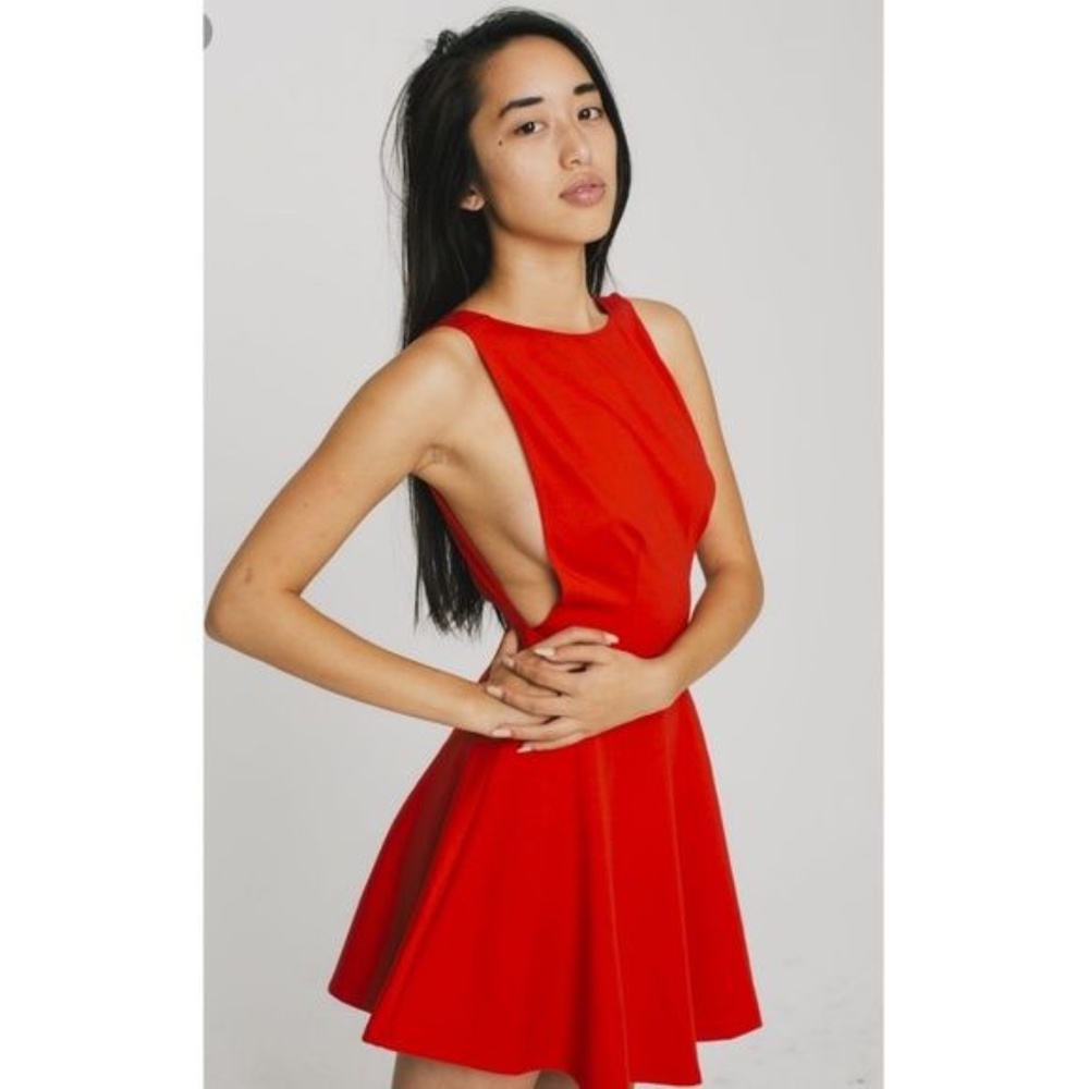 Red AMERICAN APPAREL skater dress - Open back! XS